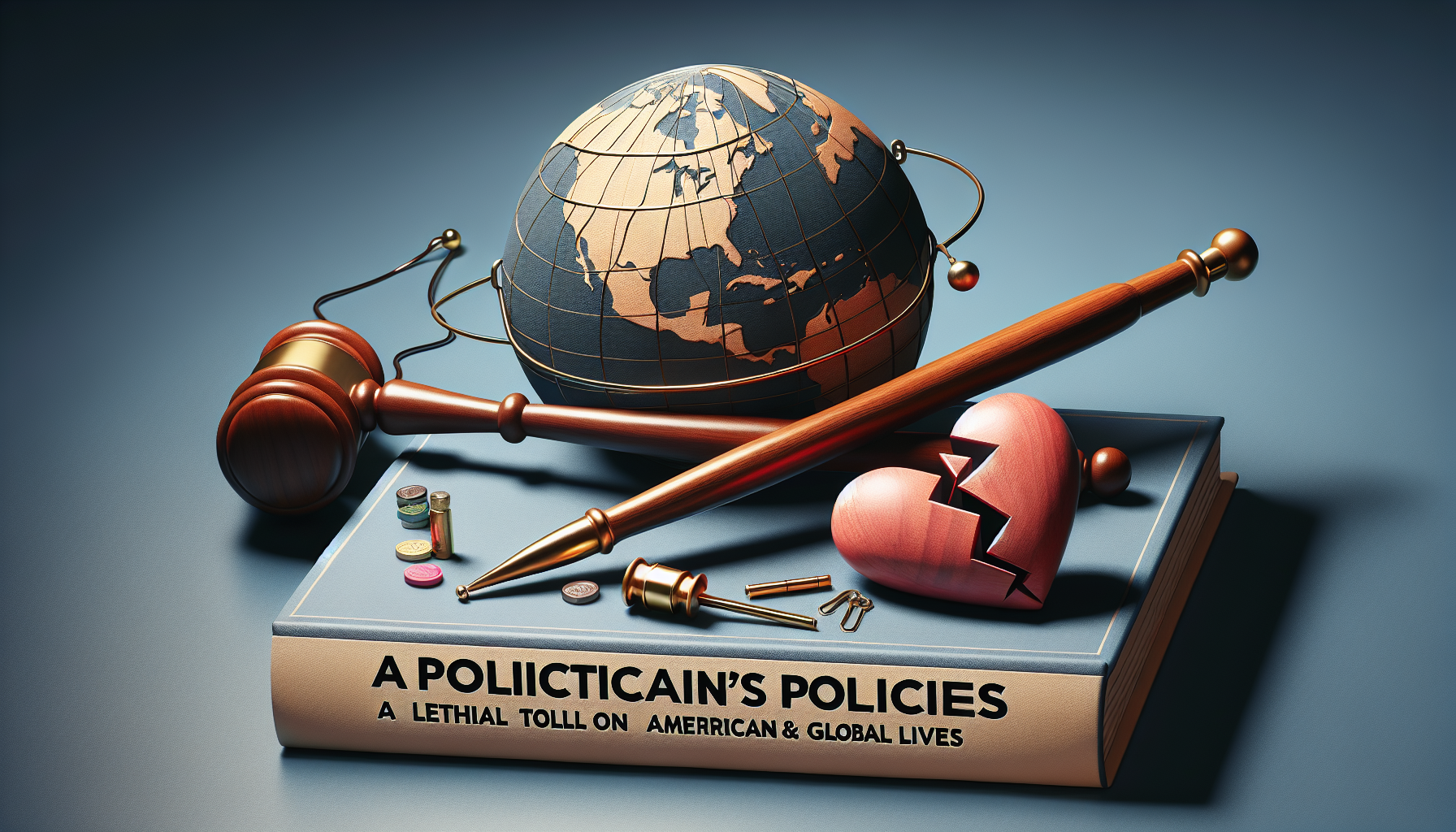 Create an image that represents the title "Biden's Policies: A Lethal Toll on American & Global Lives"